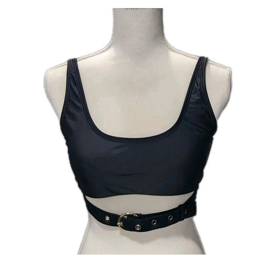 Forever 21 Women's Bikini Swimsuit Belted Top Black Sizes Large